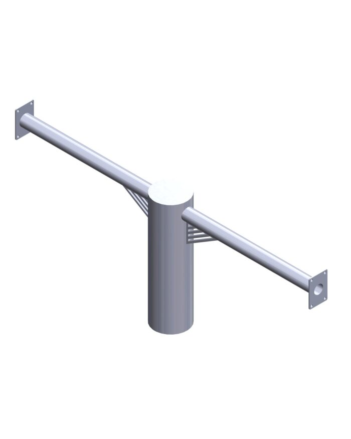 Double tête de mât en ligne - Insertion mât diamètre 80mm / Support 60mm